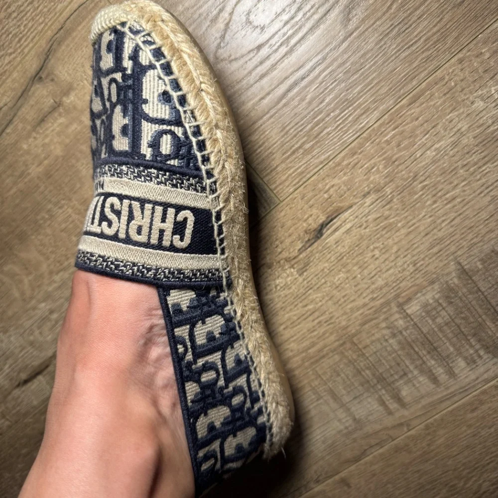 Christian Dior Espadrilles Blue Oblique Canvas Women’s Size 37 | Luxury Designer - Picture 2 of 7